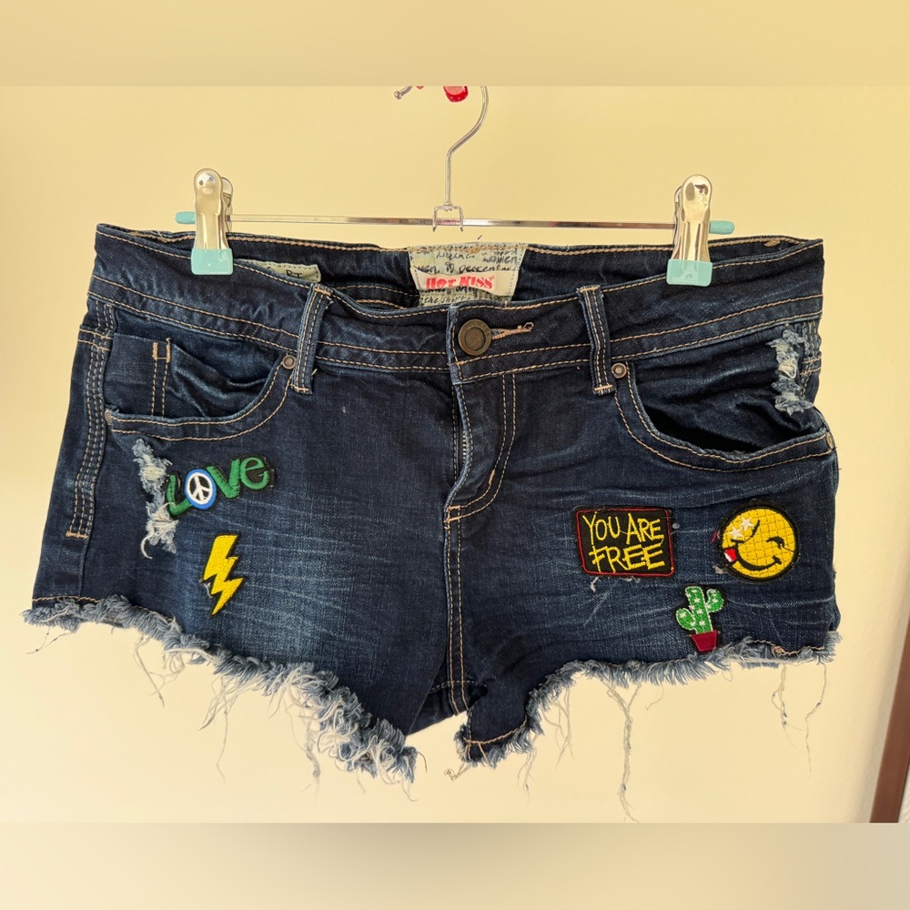 Distressed Denim Shorts with Fun Patches